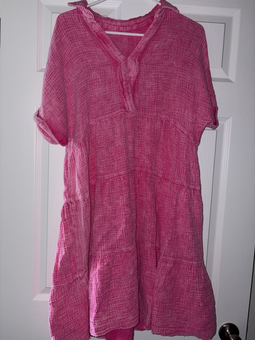Pink Gauze Tiered Tunic Dress